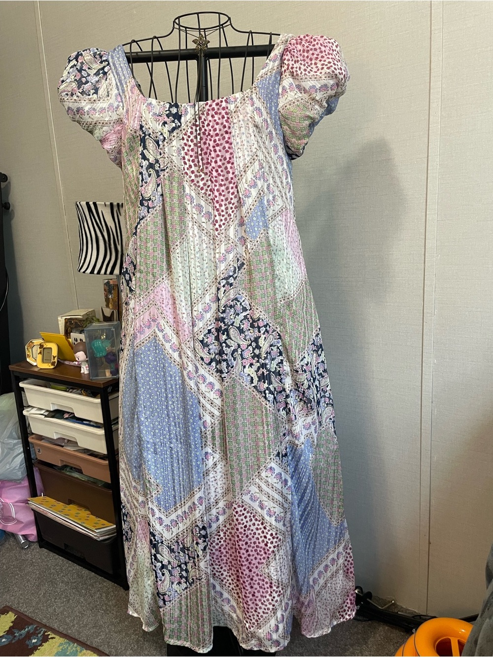 Floral Patchwork Maxi Dress in Pastel Mix